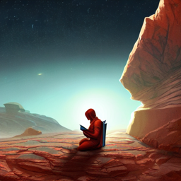 people reading books on mars about how earth use to be - Nevo Goldstein